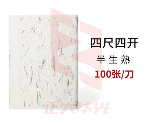 善琏湖笔 生宣纸半生熟毛笔字书法练习宣纸白纸熟宣学生初学者吸墨国画工笔画专用纸 四尺四开半生熟