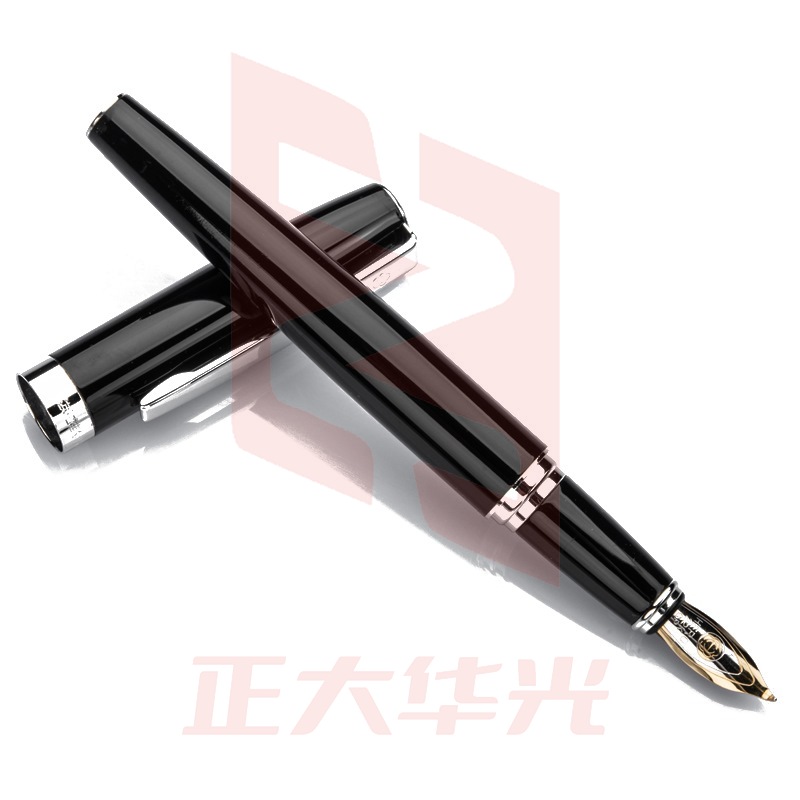 英雄 钢笔382 商务办公铱金钢笔签字笔 明尖 黑色美工笔