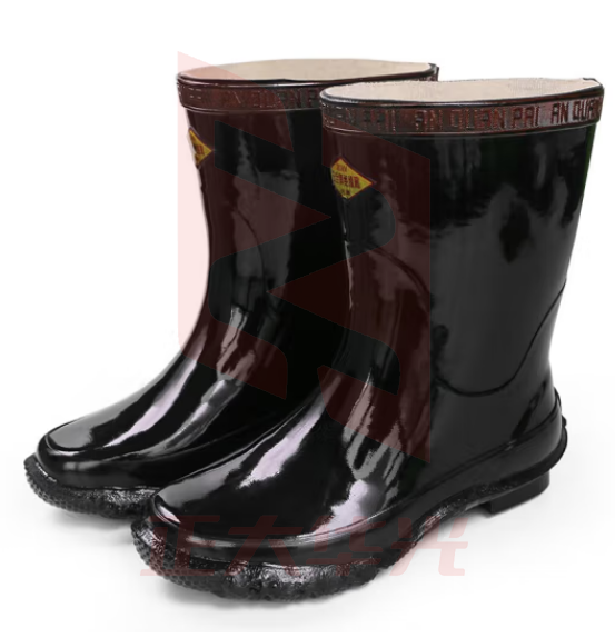 援邦 绝缘靴30kv 黑色45码 安全绝缘靴 中筒电工靴 耐磨防滑橡胶劳保雨靴