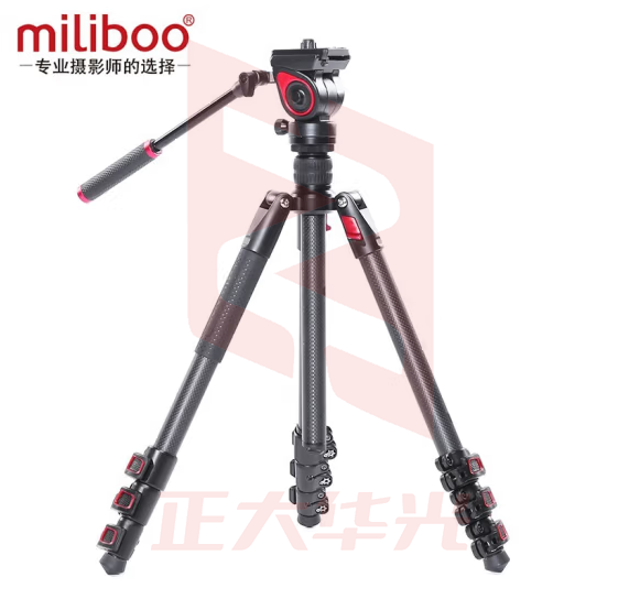 miliboo米泊 MUFB-BK碳纤维三脚架单反轻便摄影摄像两用便携三角架 中轴倒置 带液压云台