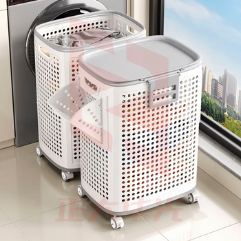 脏衣篓脏衣服收纳筐家用带盖带轮洗衣脏衣篮置物架大号升级款