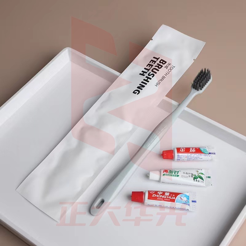 星级酒店用品高端民宿客房专用一次性牙具 8.5g秸秆牙刷+3g中华牙膏