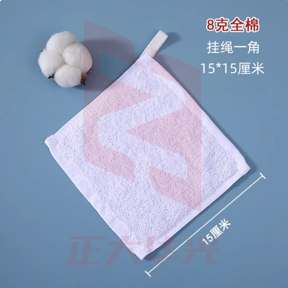 定制logo幼儿园专用挂绳白色小方巾纯棉四方小毛巾擦手擦嘴巾婴儿口水巾加厚款幼儿口水巾15厘米
