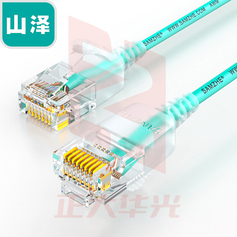 山泽(SAMZHE)SZQ-7030超六类细径高纯无氧铜网络跳线8芯双绞高速网线3米浅绿纤细网线 (XTGM2023072308152511)