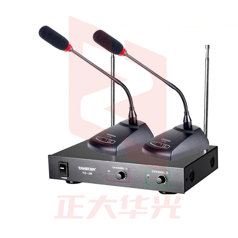 得胜(TAKSTAR)TC-2R无线话筒一拖二 鹅颈式视频会议麦克风 专业舞台演出KTV主持桌面话筒 主机+两鹅颈    XTGM2023071815111111
