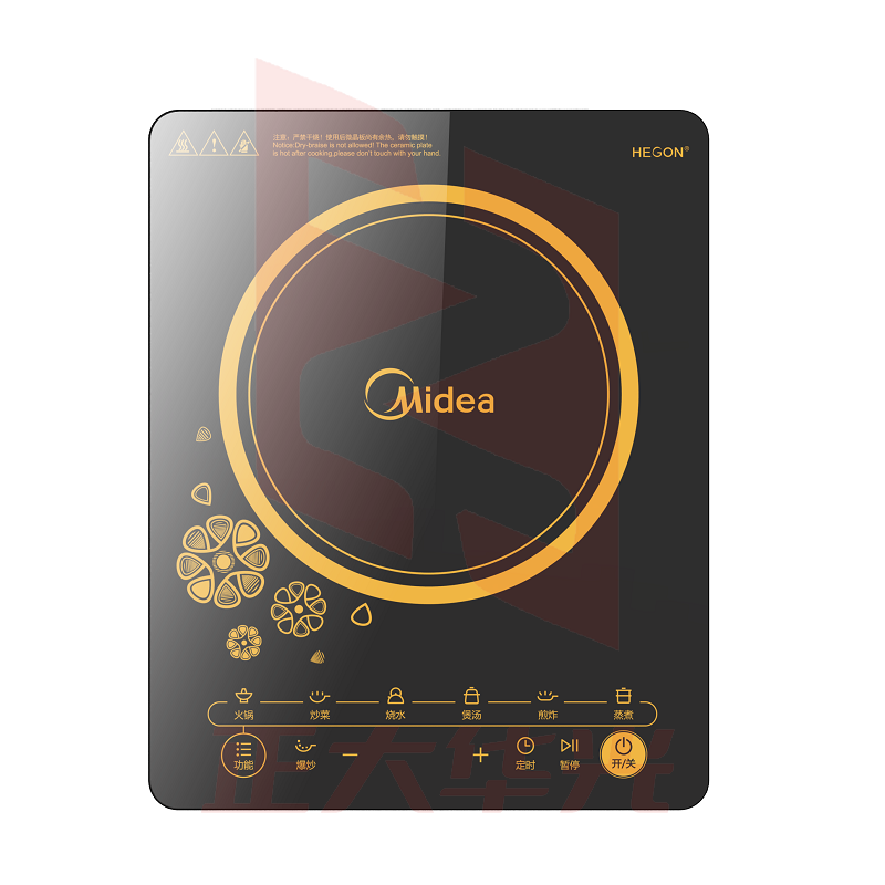 美的（Midea） 电磁炉触摸屏家用多功能防水烧水炒菜煲汤RT22F0101进口微晶玻璃 黑色