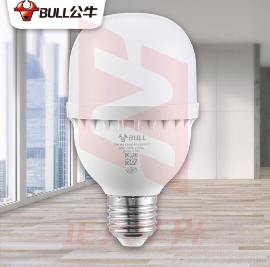 公牛(BULL)LED灯泡高亮球泡螺旋螺口白光柱形灯厂房车间商超食堂 15W球泡白光6500KE27螺口