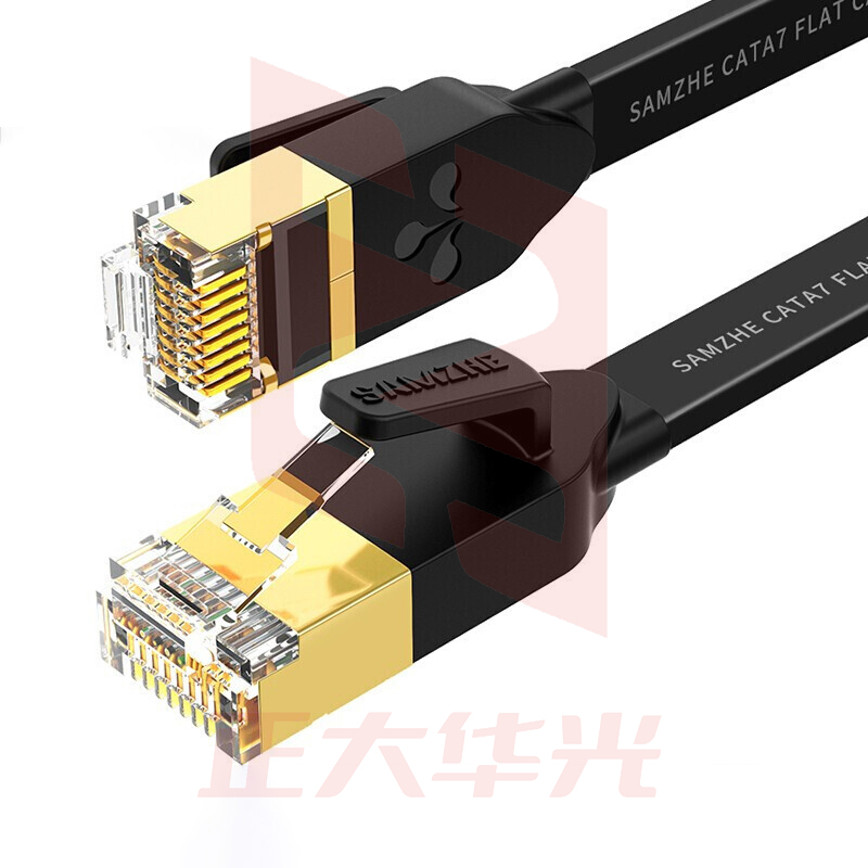 山泽(SAMZHE)七类CAT7类扁平网线镀金屏蔽双绞网络连接线电脑网络跳线7类成品网线黑色0.5米CAT-7005C (XTGM202307230815517)