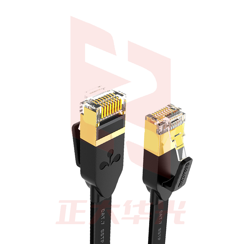 山泽(SAMZHE)七类CAT7类扁平网线镀金屏蔽双绞网络连接线电脑网络跳线7类成品网线黑色5米CAT-705C (XTGM202307230815431)