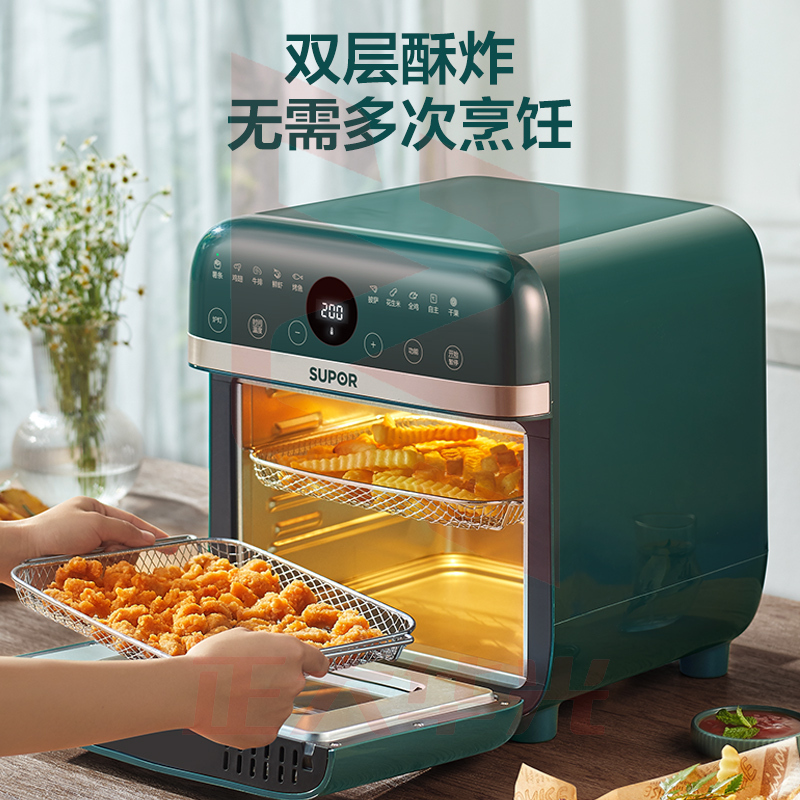 苏泊尔(SUPOR)空气炸烤箱12L大容量家用无油双层蒸烤炸 10大菜单 多功能台式小型烤箱空气炸锅XTGM2023070213265614