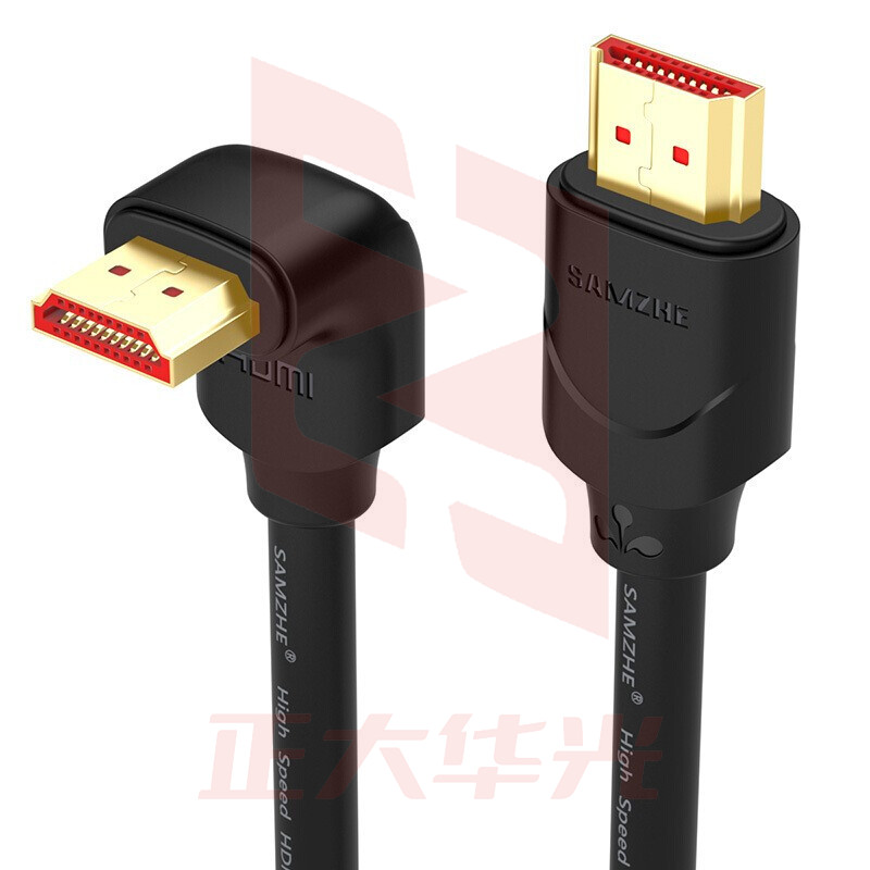 山泽SAMZHE15CX12 HDMI线2.0版90度弯头4K3D数字高清线接口大边朝下数据线1.5米 黑色 (XTGM202307230816549)