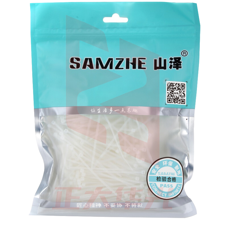 山泽(SAMZHE)ZD-01 扎带 多功能理线带绑带 专业自锁式 2.5*100mm透明尼龙束线带 约1000根/包 (XTGM2023072308232510)