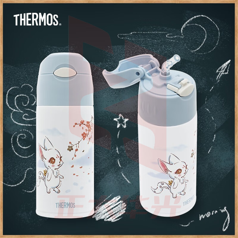 膳魔师儿童保温杯吸管杯不锈钢水杯便携杯幼儿园宝宝水杯郊游杯男女国潮 TCMI【乘黄】雅致蓝 400ml  (XTGM202308111438144)