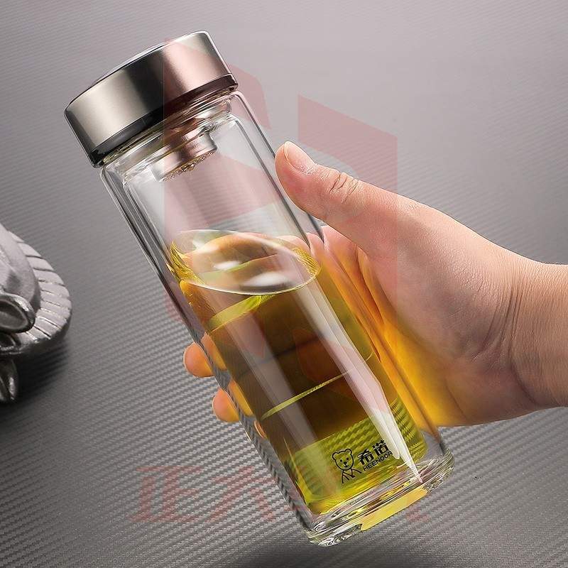 希诺(HEENOOR) 380ml 双层玻璃杯 男士大容量商务泡茶水杯 车载水杯XN-7073 (XTGM202308111438132)