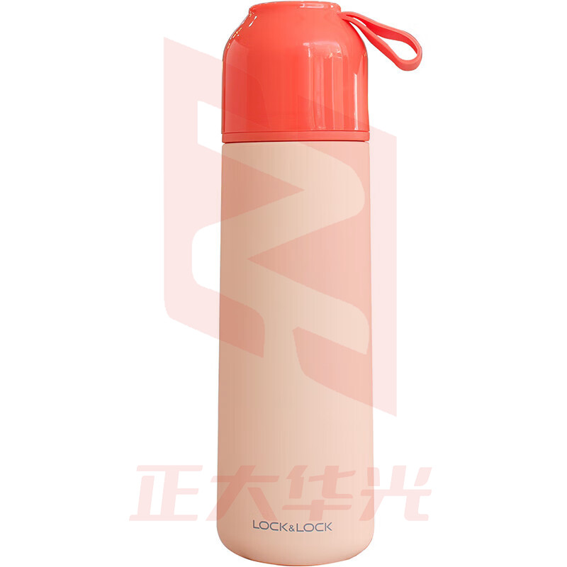 乐扣乐扣304不锈钢保温杯带杯盖喝水大容量便携提绳学生简约水杯 LHC1471(西柚色500ml) (XTGM2023081114351214)