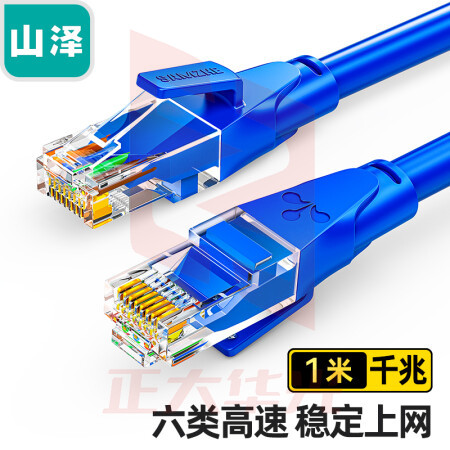 山泽 六类网线 千兆高速宽带线CAT6类工程监控电脑路由器网络连接家用成品跳线 8芯双绞线 蓝色1米 LWD6010 (XTGM2023072308212510)