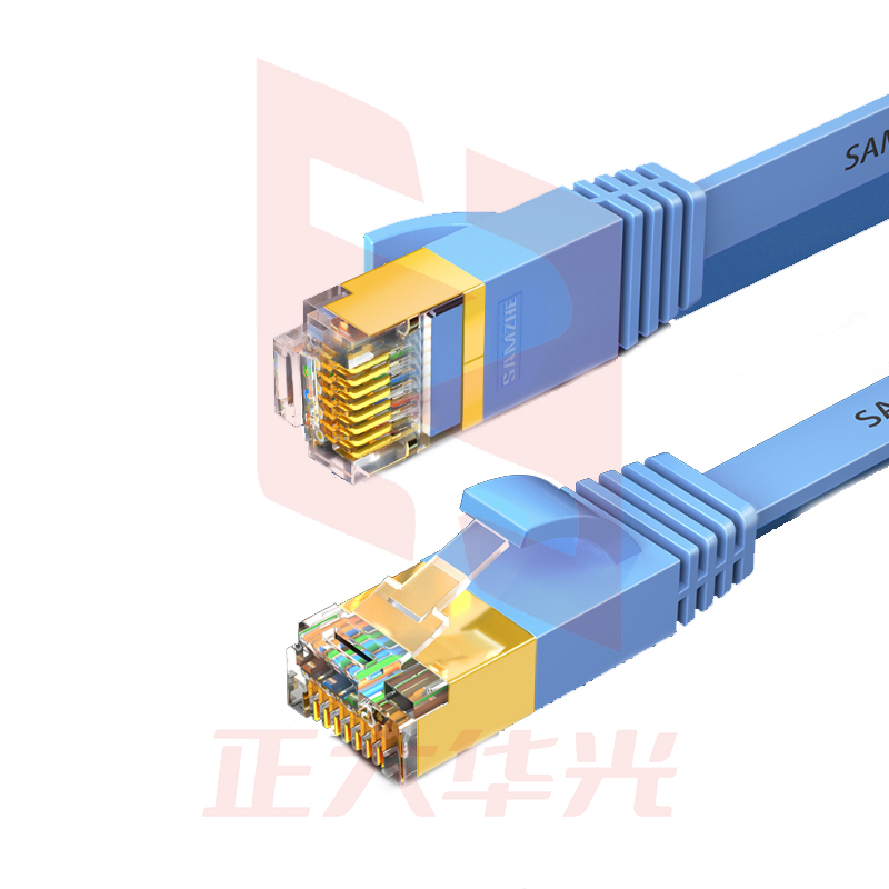 山泽(SAMZHE)CAT-708B七类扁平网线蓝色(镀金头)8米(XTGM2023072308205411)