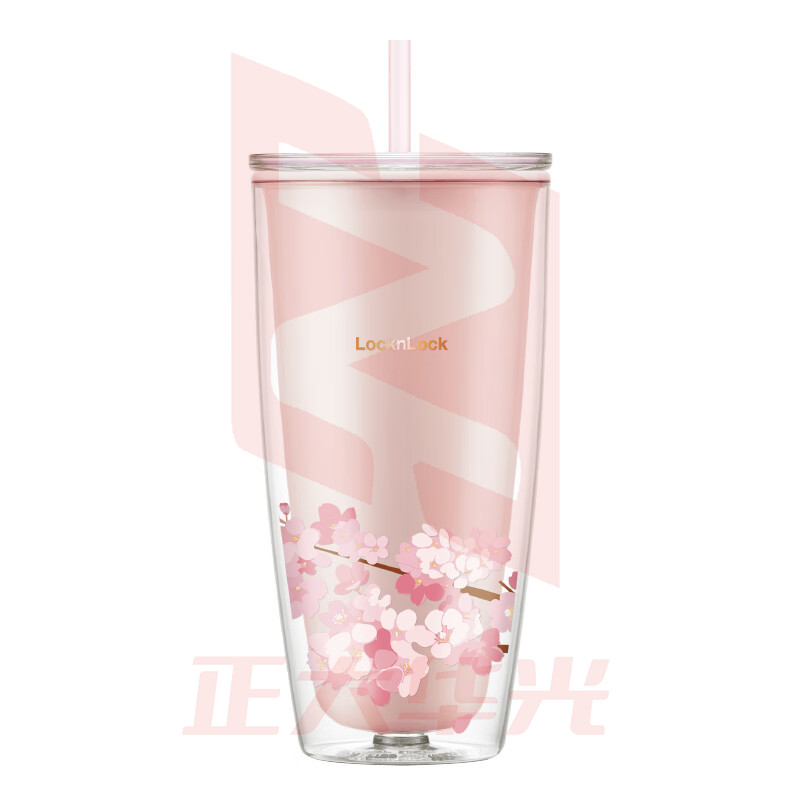 乐扣乐扣(LOCK&LOCK) 樱花杯水杯子双层杯身易开盖易清洗塑料杯吸管杯水杯女 HAP509PIN-樱花粉-750ML (XTGM202308111436133)