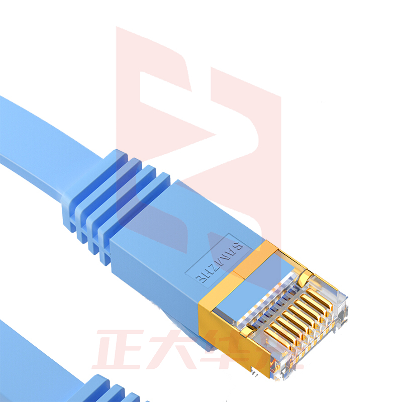 山泽(SAMZHE)CAT-705B七类扁平网线蓝色(镀金头)5米(XTGM202307230820432)