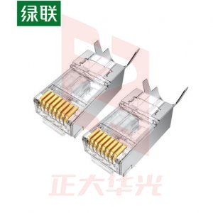 绿联 UGREEN NW123 超6类RJ45万兆屏蔽水晶头 80828 8P8C网线连接器 工程级全铜镀金连接头 100个/包   XTGM202307170931460