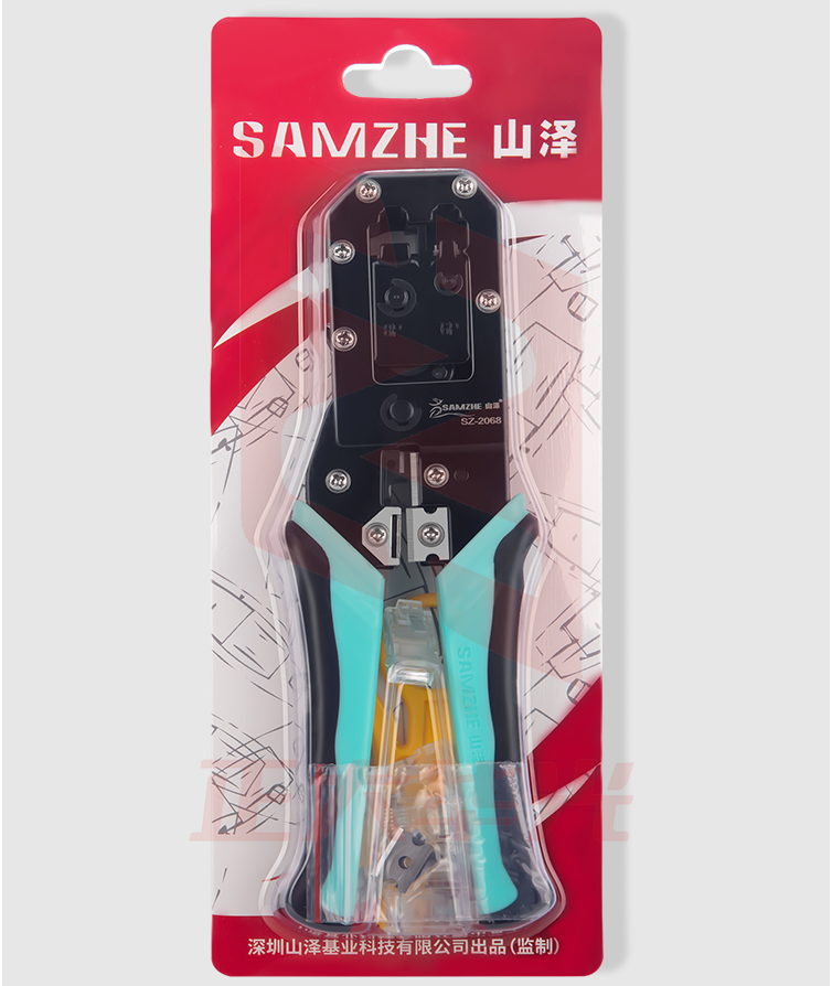 山泽(SAMZHE)SZ-2068网线钳 网络电话水晶头压线钳 省力棘轮弹簧设计双用压剥剪钳 电脑网线电话线压接工具 (XTGM202307230822429)