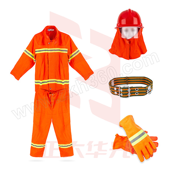 HONGXING/宏兴 97款消防训练服四件套(不含3C认证) 97款 L 橘红色 含头盔×1+消防服×1+腰带×1+手套×1 1套 销售单位：套  (XTGM202308111444429)