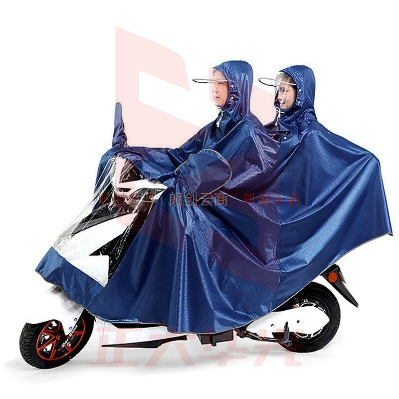 英玛仕电动车雨衣双人加大加厚雨衣女 摩托车雨披男电动车雨衣单人 双人藏青 5XL (XTGM202308111443450
