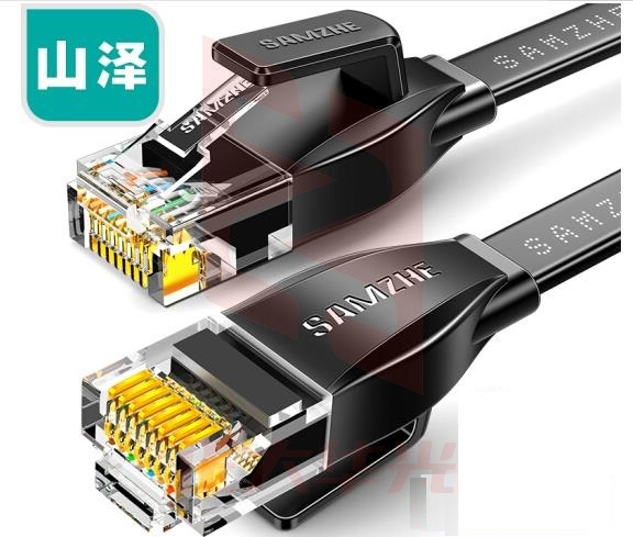 山泽(SAMZHE)六类网线 CAT6类千兆无氧铜扁平网线 黑色1米HBP601 (XTGM202307230813193)