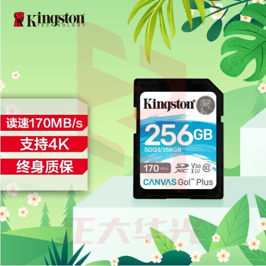 金士顿(Kingston)SDG3/256GB SD存储卡 U3 V30 相机内存卡 高速sd卡大卡 4K超高清拍摄 读速170MB/s 写速90MB/s      XTGM202306061536480