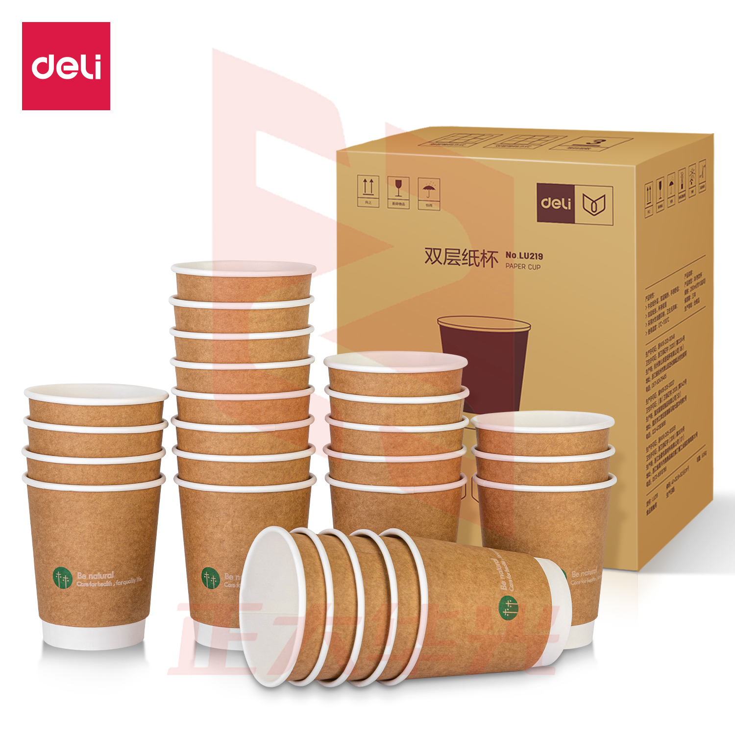 得力LU219双层纸杯(500只装)(棕)(20袋/箱)XTGM03271041536470