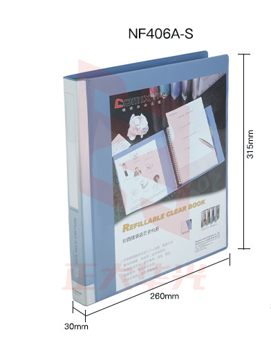 齐心 NF406A-S 办公必备活页资料册 A4 20袋30孔塑胶夹 蓝   XTGM01100837155212