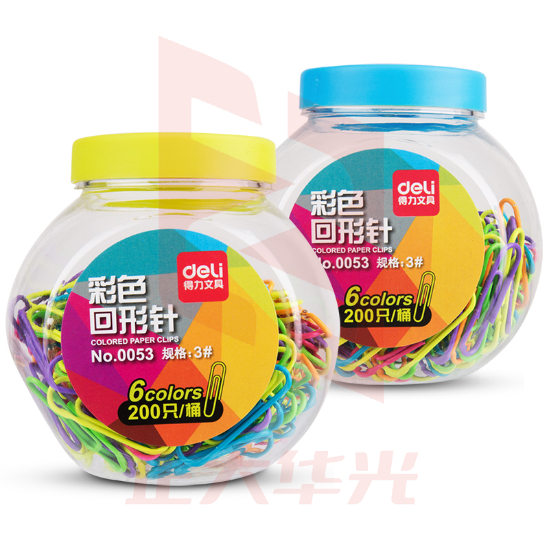 得力0053彩色回形针(蓝色、绿色)(200只/桶)XTGM02211334176418