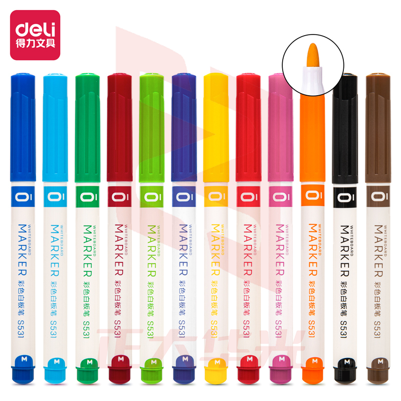 得力S531彩色白板笔(混)(12支/盒)XTGM04251115142256