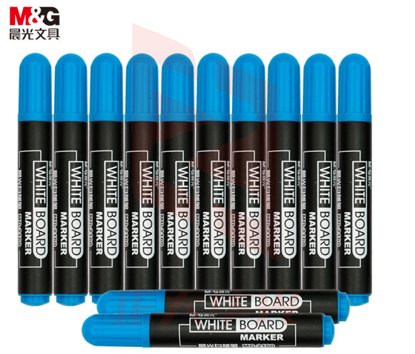 晨光(M&G)MG2160 文具蓝色可擦白板笔 单头办公会议笔 易擦物流记号笔 12支/盒  XTGM01281421458907
