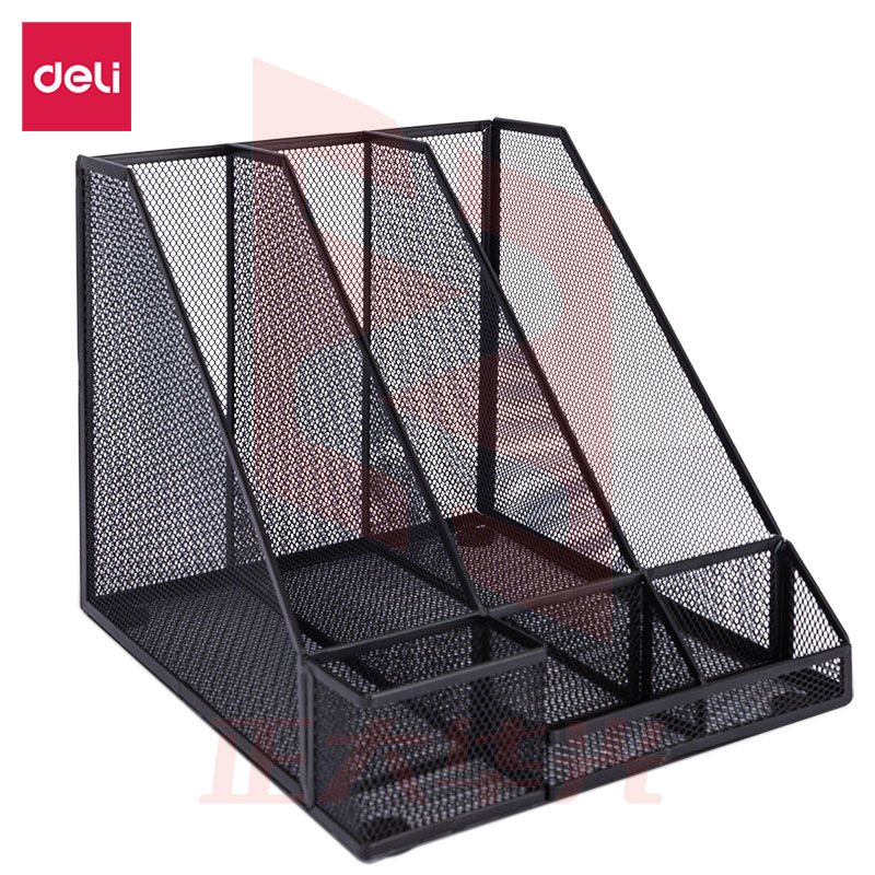 得力78987三联金属网状文件框带笔筒(黑)(个)XTGM04101549372037