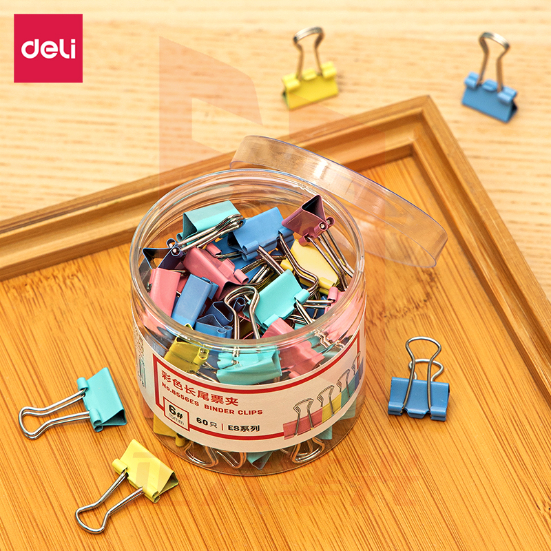 得力8556ES彩色长尾票夹筒装(混)(60只/筒)XTGM02201559059086