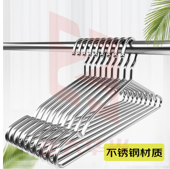 不锈钢晾衣架 成人加粗大衣架 家用防滑凹槽衣撑子 大号男款40cm 10只装/组   XTGM202302150902191