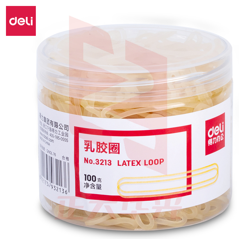 得力3213乳胶圈(微黄)(100g/筒)XTGM02211356139685