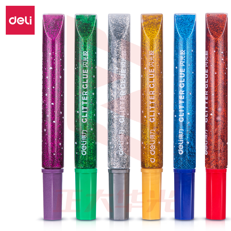 得力54172闪光胶(经典色)(混色)(6支/卡)XTGM03011418124125