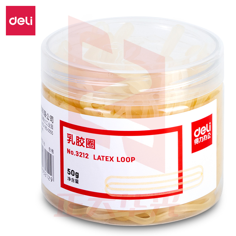 得力3212乳胶圈(微黄)(50g/筒)XTGM02211354124902