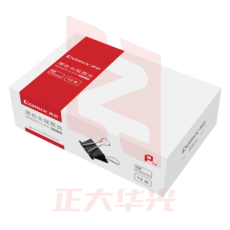 齐心 B3610黑色长尾票夹 6# 15mm 12只/盒XTGM0523094508920