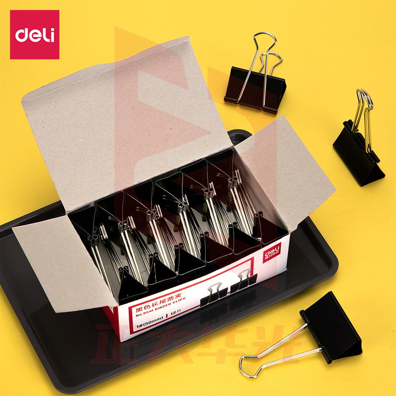 得力9541-1#长尾票夹50mm盒装(黑)(12只/盒)XTGM02210924475230