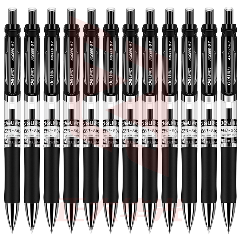 得力S02中性笔0.7mm弹簧头(黑)(支)XTGM04111422588642