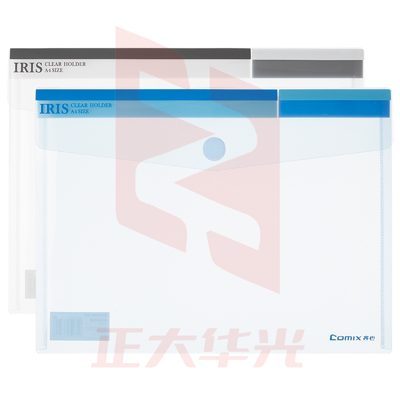 齐心 A1769 办公必备粉彩粘扣袋 A4(蓝白2色，颜色备注)XTGM05211103595245