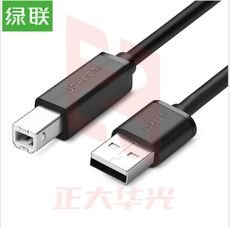 绿联(UGREEN) 2米 10327 黑色 USB2.0打印机数据线 支持惠普佳能爱普生打印机 XTGM202302111310420
