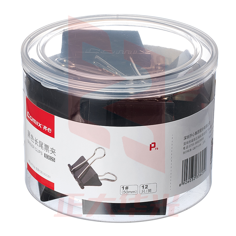 齐心 B3625黑色长尾票夹 1# 50mm 12只/筒