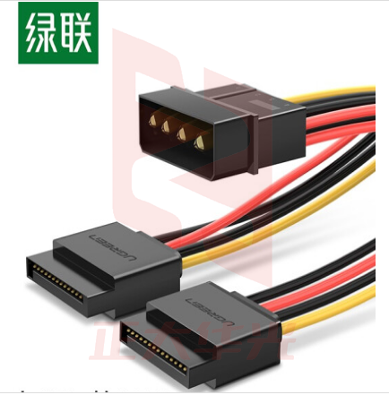 绿联 50398 黑色 0.2米 SATA4Pin转15Pin一分二电源线 XTGM202302111305301