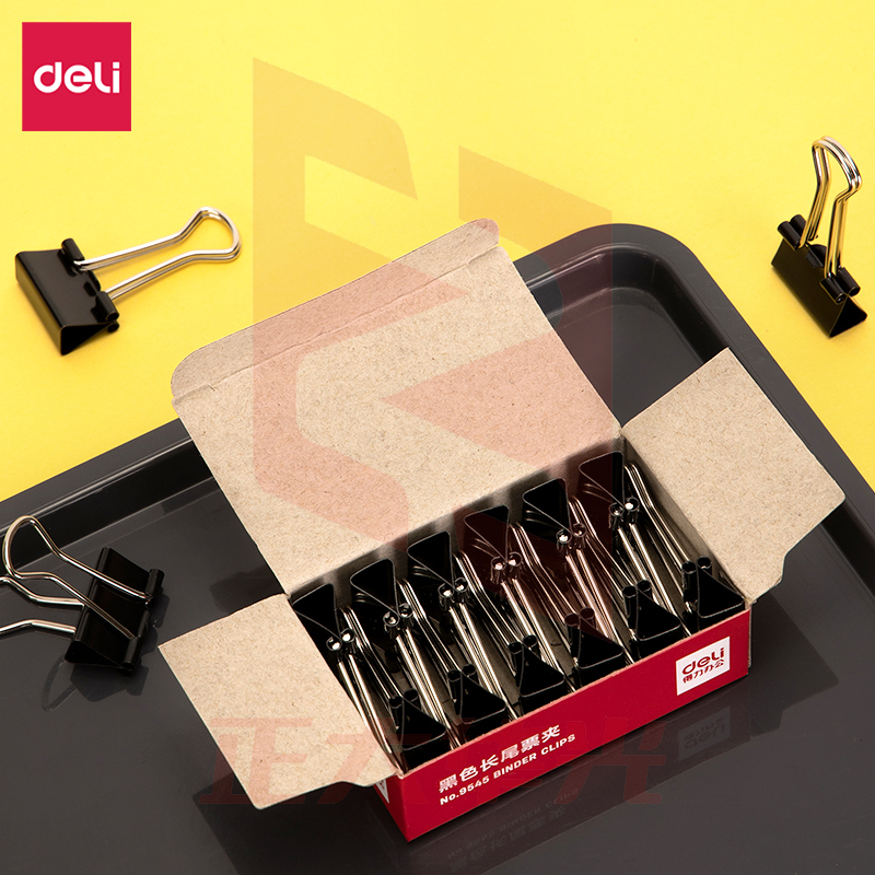 得力9545-5#长尾票夹19mm盒装(黑)(12只/盒)XTGM0221093845391