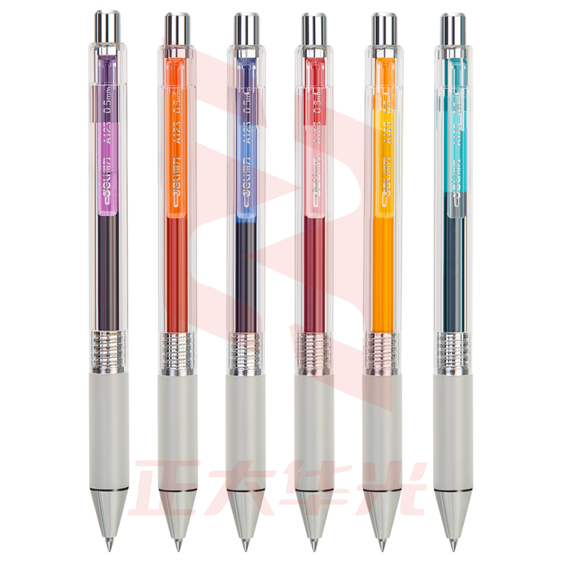 得力A123按动彩色中性笔0.5mm子弹头(混)(6支/盒)XTGM04121545093566