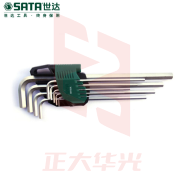 世达(SATA)9件套铬钒钢特长内六角扳手  09103A